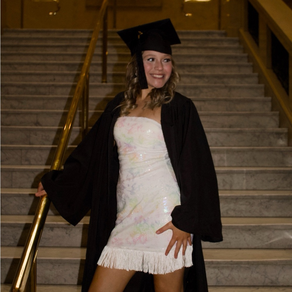 American Threads White Sequin Mini Dress